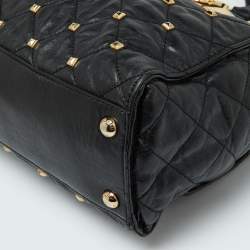 Pre Owned MICHAEL Michael Kors Black Leather Large Studded Hamilton North South Tote