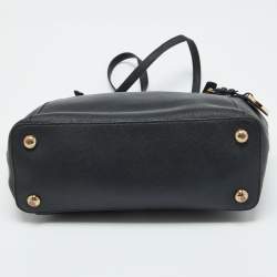 Pre Owned MICHAEL Michael Kors Black Leather Medium Jet Set Top Zip Tote