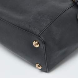 Pre Owned MICHAEL Michael Kors Black Leather Medium Jet Set Top Zip Tote