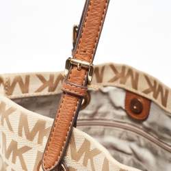 MICHAEL Michael Kors Beige/Brown Signature Canvas and Leather North South Tote 