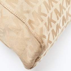 MICHAEL Michael Kors Beige/Brown Signature Canvas and Leather North South Tote 