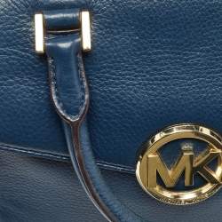 MICHAEL Michael Kors Navy Blue Leather Hudson Satchel