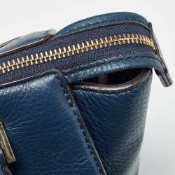 MICHAEL Michael Kors Navy Blue Leather Hudson Satchel
