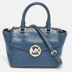 MICHAEL Michael Kors Navy Blue Leather Hudson Satchel