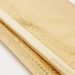 MICHAEL Michael Kors Gold Python Effect Leather Lana Clutch Bag