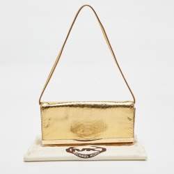 MICHAEL Michael Kors Gold Python Effect Leather Lana Clutch Bag