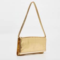 MICHAEL Michael Kors Gold Python Effect Leather Lana Clutch Bag