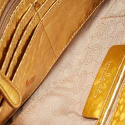MICHAEL Michael Kors Gold Python Effect Leather Lana Clutch Bag