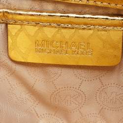 MICHAEL Michael Kors Gold Python Effect Leather Lana Clutch Bag