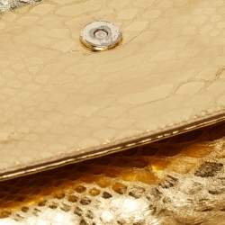 MICHAEL Michael Kors Gold Python Effect Leather Lana Clutch Bag