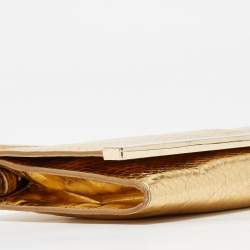 MICHAEL Michael Kors Gold Python Effect Leather Lana Clutch Bag
