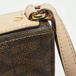 MICHAEL Michael Kors Brown/Beige Sigature Coated Canvas and Leather Jet Set Travel Messenger Bag