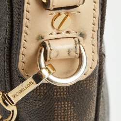 MICHAEL Michael Kors Brown/Beige Sigature Coated Canvas and Leather Jet Set Travel Messenger Bag