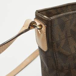 MICHAEL Michael Kors Brown/Beige Sigature Coated Canvas and Leather Jet Set Travel Messenger Bag