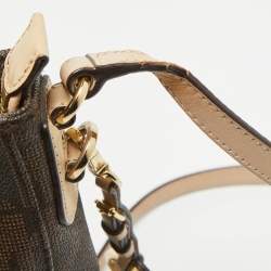 MICHAEL Michael Kors Brown/Beige Sigature Coated Canvas and Leather Jet Set Travel Messenger Bag