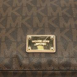 MICHAEL Michael Kors Brown/Beige Sigature Coated Canvas and Leather Jet Set Travel Messenger Bag