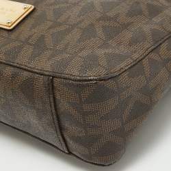 MICHAEL Michael Kors Brown/Beige Sigature Coated Canvas and Leather Jet Set Travel Messenger Bag