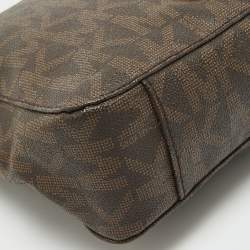 MICHAEL Michael Kors Brown/Beige Sigature Coated Canvas and Leather Jet Set Travel Messenger Bag