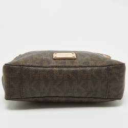 MICHAEL Michael Kors Brown/Beige Sigature Coated Canvas and Leather Jet Set Travel Messenger Bag