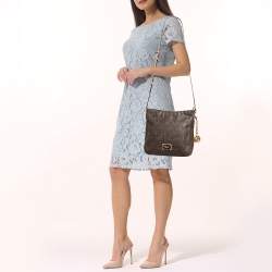 MICHAEL Michael Kors Brown/Beige Sigature Coated Canvas and Leather Jet Set Travel Messenger Bag