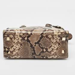 Pre Owned MICHAEL Michael Kors Beige Python Embossed Leather Medium Harper Satchel