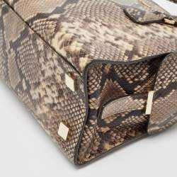 Pre Owned MICHAEL Michael Kors Beige Python Embossed Leather Medium Harper Satchel