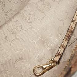 Pre Owned MICHAEL Michael Kors Beige Python Embossed Leather Medium Harper Satchel
