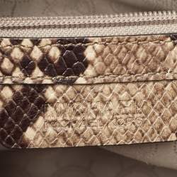 Pre Owned MICHAEL Michael Kors Beige Python Embossed Leather Medium Harper Satchel