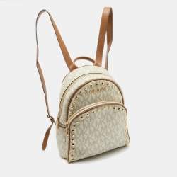 MICHAEL Michael Kors Off White Signature Coated Canvas Studded Abbey Backpack