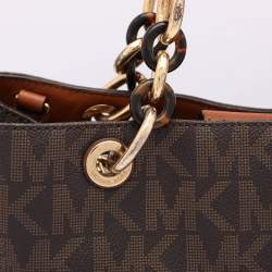 Pre Owned حقيبة يد مايكل مايكل كورس سينثيا متوسطة كانفاس مقوى شهيرة بنية