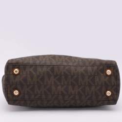 Pre Owned حقيبة يد مايكل مايكل كورس سينثيا متوسطة كانفاس مقوى شهيرة بنية