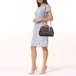 Pre Owned حقيبة يد مايكل مايكل كورس سينثيا متوسطة كانفاس مقوى شهيرة بنية