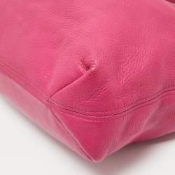 Pre Owned MICHAEL Michael Kors Dark Pink Leather Drawstring Hobo