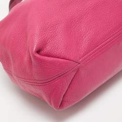 Pre Owned MICHAEL Michael Kors Dark Pink Leather Drawstring Hobo