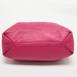 Pre Owned MICHAEL Michael Kors Dark Pink Leather Drawstring Hobo