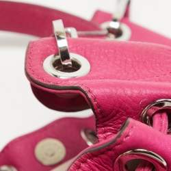 Pre Owned MICHAEL Michael Kors Dark Pink Leather Drawstring Hobo