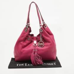 Pre Owned MICHAEL Michael Kors Dark Pink Leather Drawstring Hobo