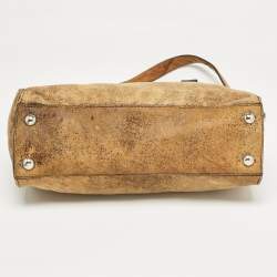 Pre Owned MICHAEL Michael Kors Tan/Black Alcantara East/West Hamilton Satchel