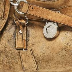 Pre Owned MICHAEL Michael Kors Tan/Black Alcantara East/West Hamilton Satchel