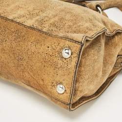 Pre Owned MICHAEL Michael Kors Tan/Black Alcantara East/West Hamilton Satchel