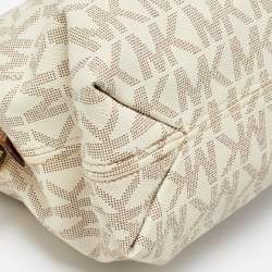 MICHAEL Michael Kors White Signature Coated Canvas Jet Set Shoulder Bag