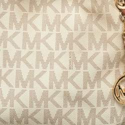 MICHAEL Michael Kors White Signature Coated Canvas Jet Set Shoulder Bag