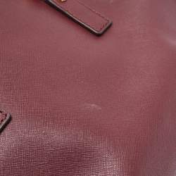 Pre Owned Michael Michael Kors Burgundy Leather Large East West Hamilton Tote