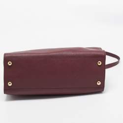 Pre Owned Michael Michael Kors Burgundy Leather Large East West Hamilton Tote