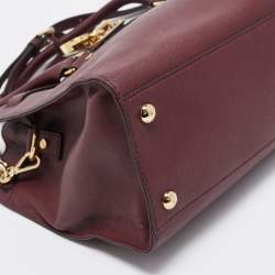 Pre Owned Michael Michael Kors Burgundy Leather Large East West Hamilton Tote