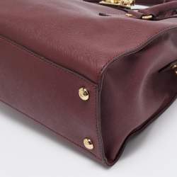 Pre Owned Michael Michael Kors Burgundy Leather Large East West Hamilton Tote