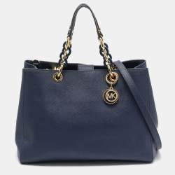 MICHAEL Michael Kors Navy Blue Leather Cynthia Tote