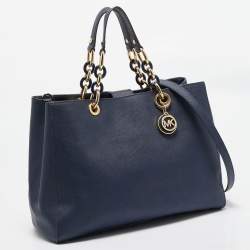 MICHAEL Michael Kors Navy Blue Leather Cynthia Tote