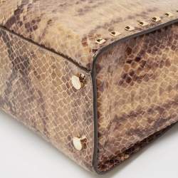 Pre Owned MICHAEL Michael Kors Beige Snakeskin Embossed Leather Large Selma Tote