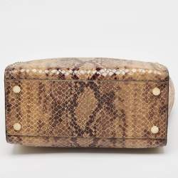 Pre Owned MICHAEL Michael Kors Beige Snakeskin Embossed Leather Large Selma Tote